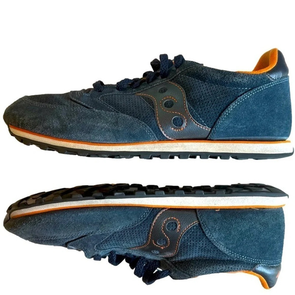 Saucony Jazz Low Pro Sneakers Suede Navy Blue & Orange Mens size 13 - Picture 2 of 8